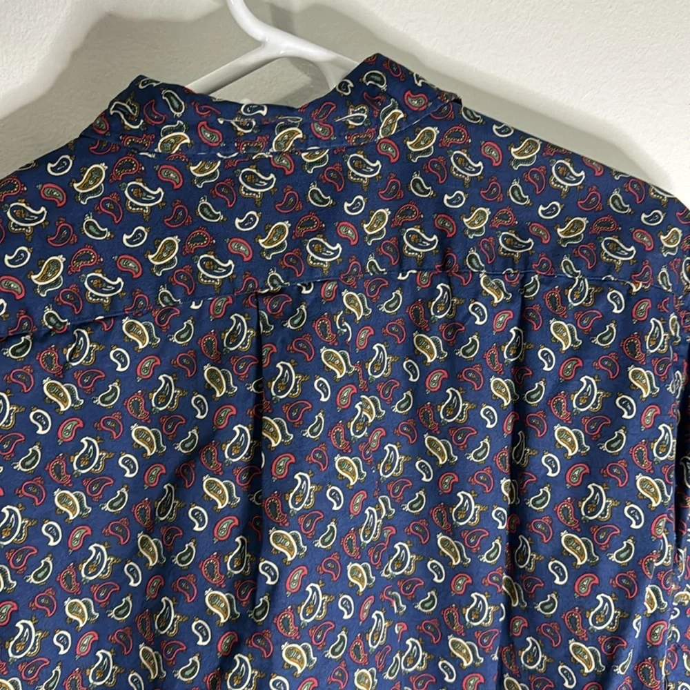 J. Crew Men’s Large Navy Blue paisley pattern Button Up NWT